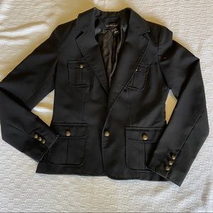 Utility Style Black Blazer Padded Shoulders